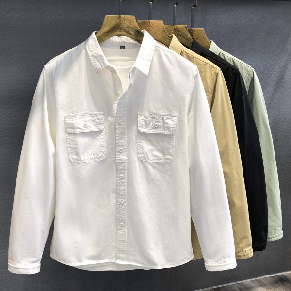 Men’s Casual Long Sleeve Solid Color Shirt