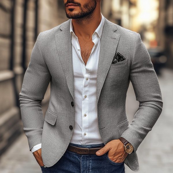 Casual Printed Double-Button Suit Jacket